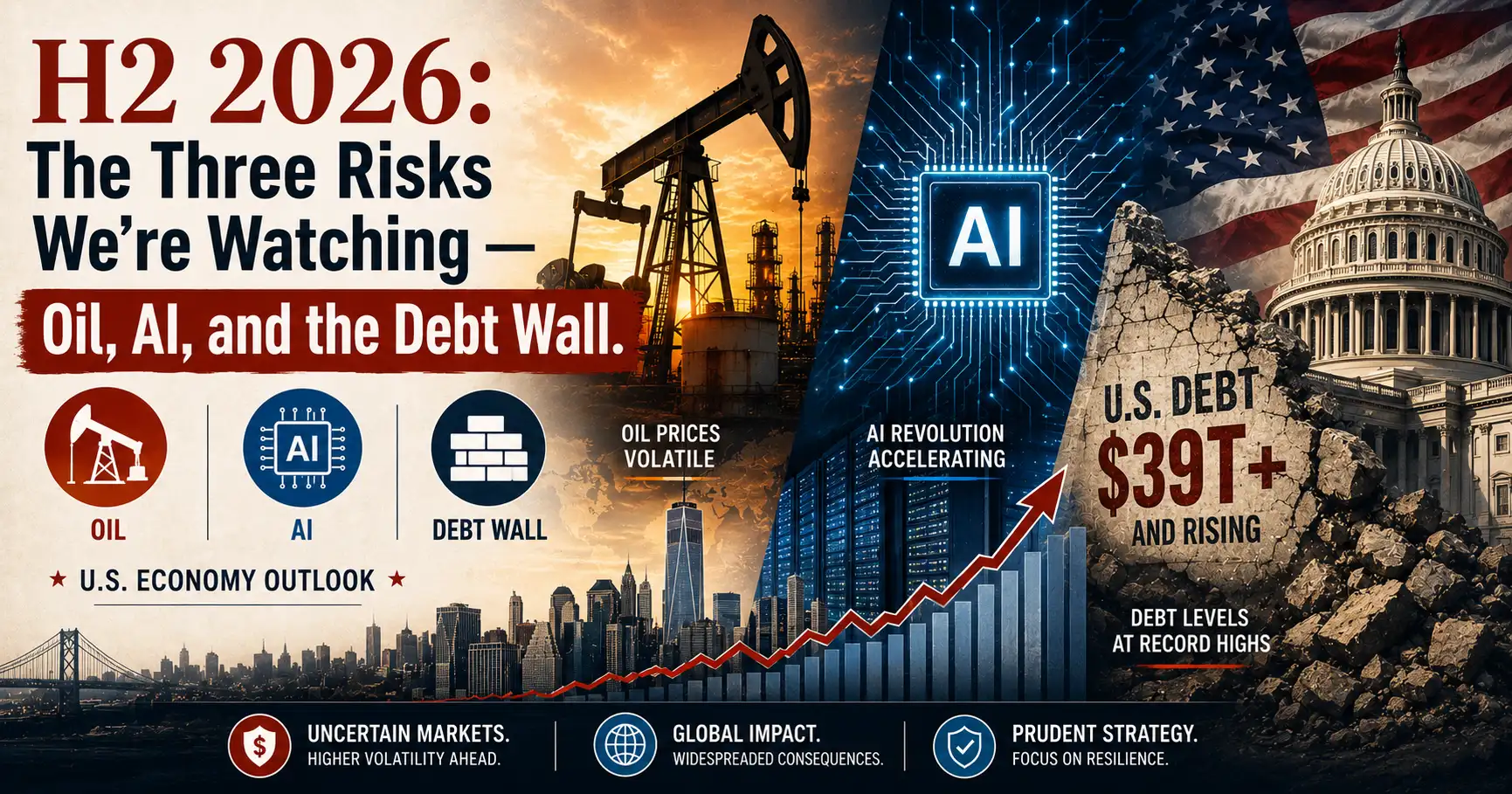 H2 2026: The Three Risks We're Watching — Oil, AI, and the Debt Wall